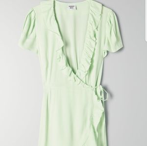 NWT Aritzia Sunday Best New Ruffle Wrap Mini Dress